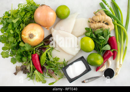 Vietnamese Spicy Squid Salad Ingredients Stock Photo