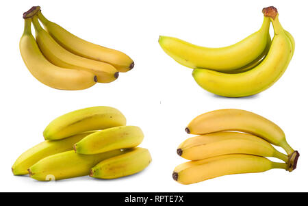 bunch of bananas on white background. Set or collection Stock Photo