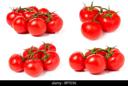 tomatoes branch isolated on a white background closeup. Set or collection Stock Photo