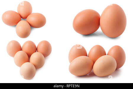 Eggs isolated on white background. Set or collection Stock Photo