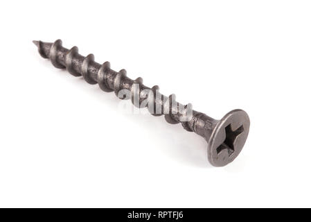 one metal screws isolated on white background Stock Photo