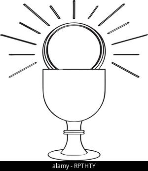 Outline of a chalice with a host Stock Vector