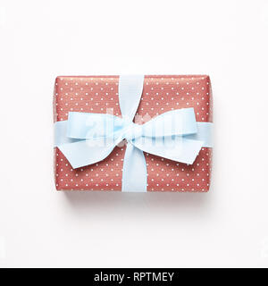 Red dot pattern gift box isolated on white background Stock Photo