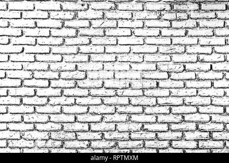 black and white pattern of distressed overlay texture of old brick wall. Abstract grunge background. Stock Photo