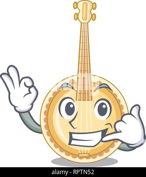 Call me miniature banjo in the cartoon shapes Stock Vector