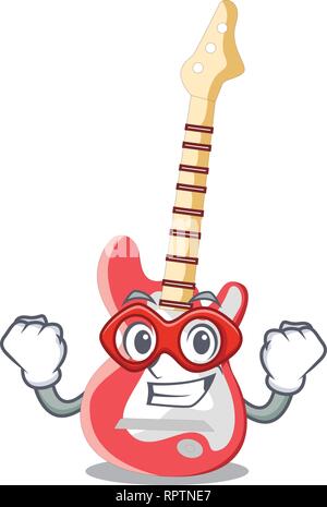 Super hero electric guitar in the cartoon shape Stock Vector