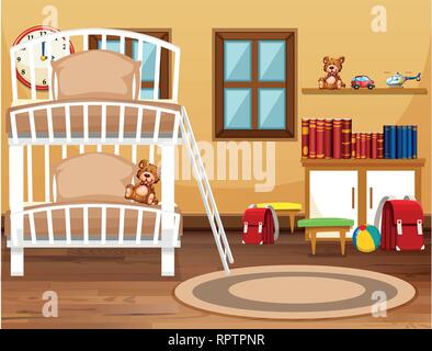 A dorm bedroom interior illustration Stock Vector
