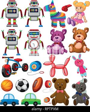 Set of different toys illustration Stock Vector