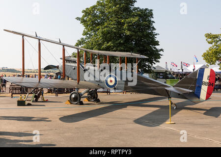 De Havilland DH-9 E-8894 biplane in the static display at the IWM Duxford Flying Legends airshow Stock Photo
