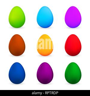 Colorful Easter eggs set on white background. Vector illustration Stock Vector