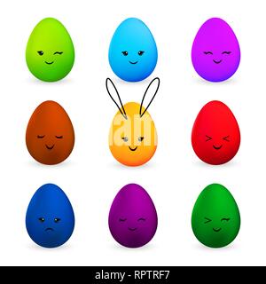 Set of cute colorful Easter eggs. Vector illustration Stock Vector