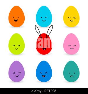 Set of cute colorful Easter eggs. Vector illustration Stock Vector