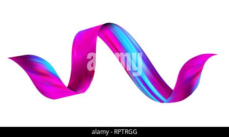 3d twisted colorful flow liquid shape isolated on white background. Acrylic paint sroke. Vector illustration Stock Vector