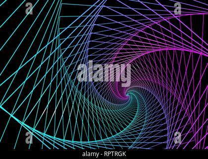 Abstract neon shape, futuristic wavy fractal background. Vector  geometric illustration Stock Vector