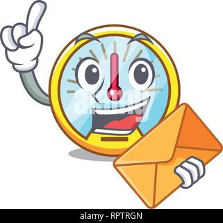 With envelope speedometer is displayed in character car Stock Vector