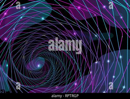 Abstract neon shape, futuristic wavy fractal background. Vector  geometric illustration Stock Vector