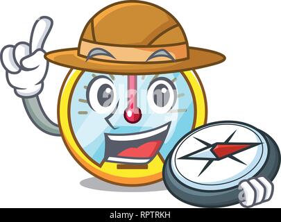 Explorer speedometer isolated with in the mascot Stock Vector