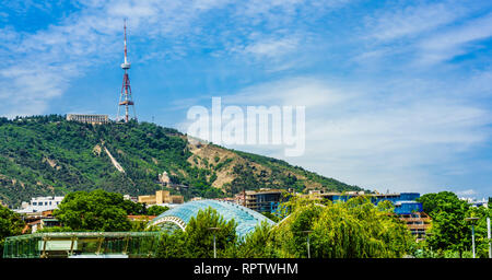 TV Broadcasting Tower on Mtatsminda Hill in Tbilisi, Georgia Stock Photo