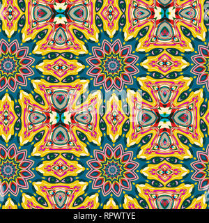 Abstract watercolor seamless psychedelic ornament. Seamless pattern of the color watercolor strokes. It is possible to repeat (duplicate) it continuous Stock Photo
