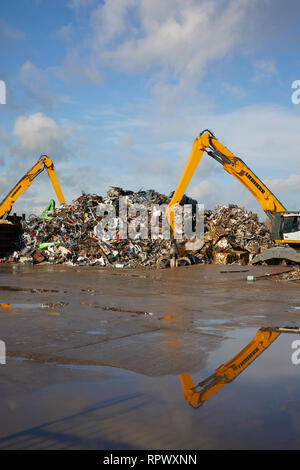 processing ferrous metals at metal recycling plant liverpool uk Stock