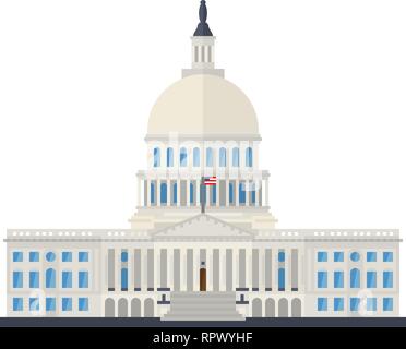 The Capitol building at Washington, D.C., USA, flat design isolated vector illustration Stock Vector