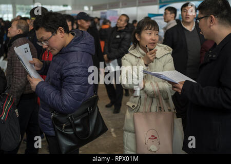 Job seekers attend a job fair in Beijing, China. 23-Feb-2019 Stock Photo