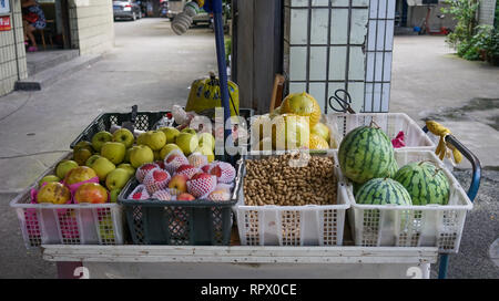 Chengdu, China - Aug 20, 2016. Selling fruits in Chengdu, China. Chengdu is one of the three most populous cities in Western China (the other two are  Stock Photo