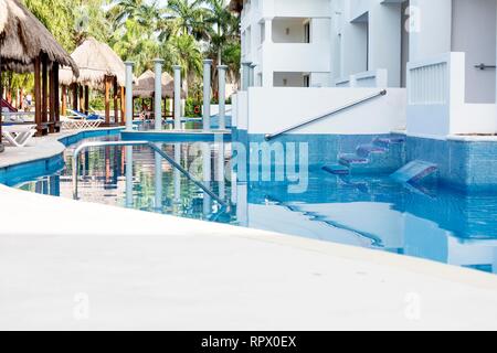 Grand Riviera Princess Hotel in Mexico Riviera Maya on 24th July 2018. Low down shot of this Caribbean All Inclusive Hotel exterior at sunset in the l Stock Photo