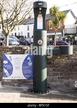The refill water station in Bude to refill plastic water bottle free of charge. Stock Photo