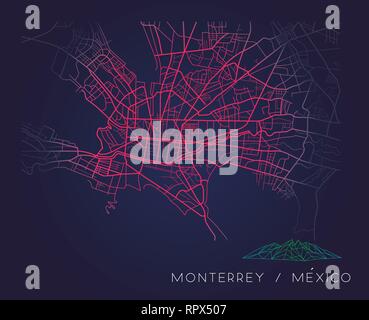 Vector illustration or drawing of the Monterrey Mexico city map Stock ...