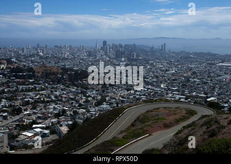Aerial cityscape, Twin Peaks, San Francisco, California, United States Stock Photo