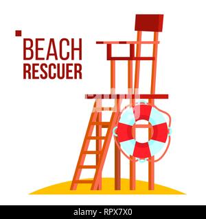 Beach Rescuer Vector. Isolated Flat Cartoon Illustration Stock Vector