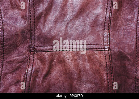 Brown texture of old vintage genuine leather Stock Photo
