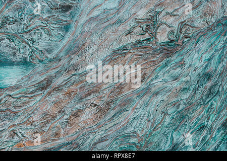 Beautiful abstract gypsum concrete, cement background grunge, gray-green waves.Wall mortar texture Stock Photo