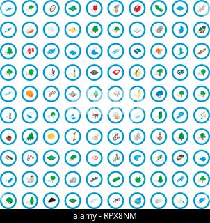 100 camping nature icons set, isometric 3d style Stock Vector