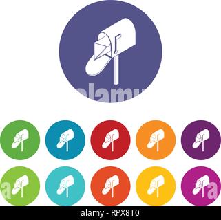 Open house postbox icons set vector color Stock Vector
