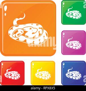 Snake icons set vector color Stock Vector