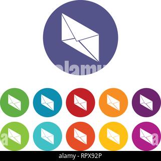 Postal letter icons set vector color Stock Vector