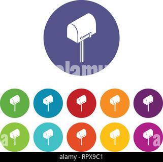 House postbox icons set vector color Stock Vector