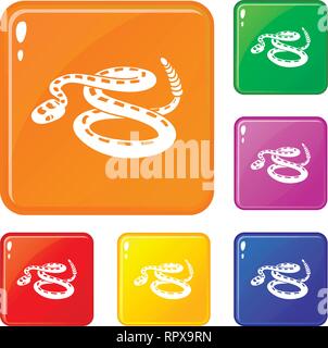 Rattlesnake icons set vector color Stock Vector