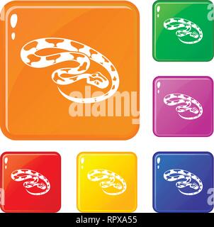 King snake icons set vector color Stock Vector