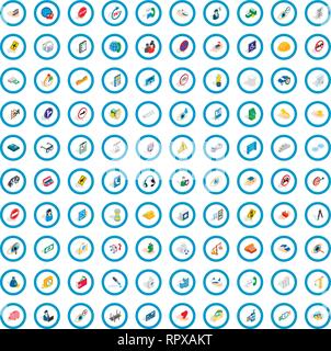 100 care icons set, isometric 3d style Stock Vector