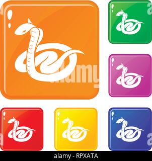 King cobra icons set vector color Stock Vector