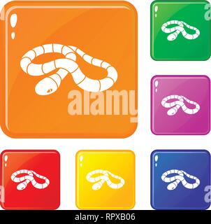 Red milk snake icons set vector color Stock Vector