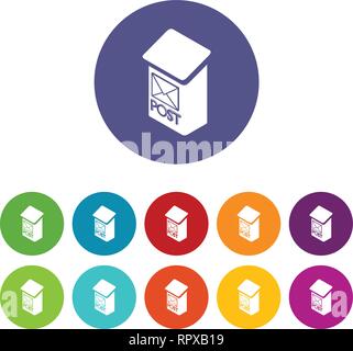 Apartment post box icons set vector color Stock Vector