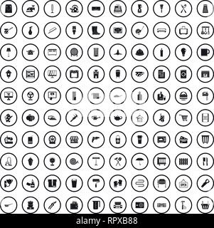 100 hardware store icons set, simple style  Stock Vector