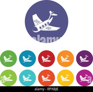 Air post delivery icons set vector color Stock Vector