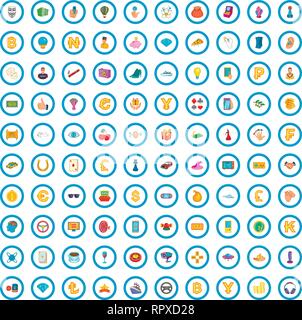 100 casino icons set, cartoon style Stock Vector