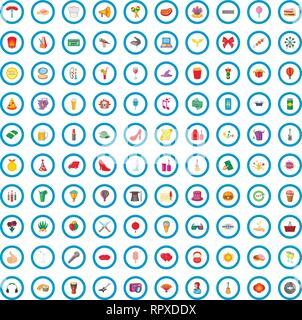 100 catering icons set, cartoon style Stock Vector