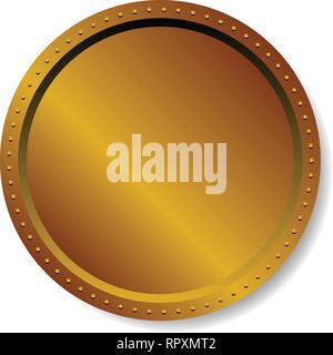 Precious metal badge, button isolated on white Stock Vector